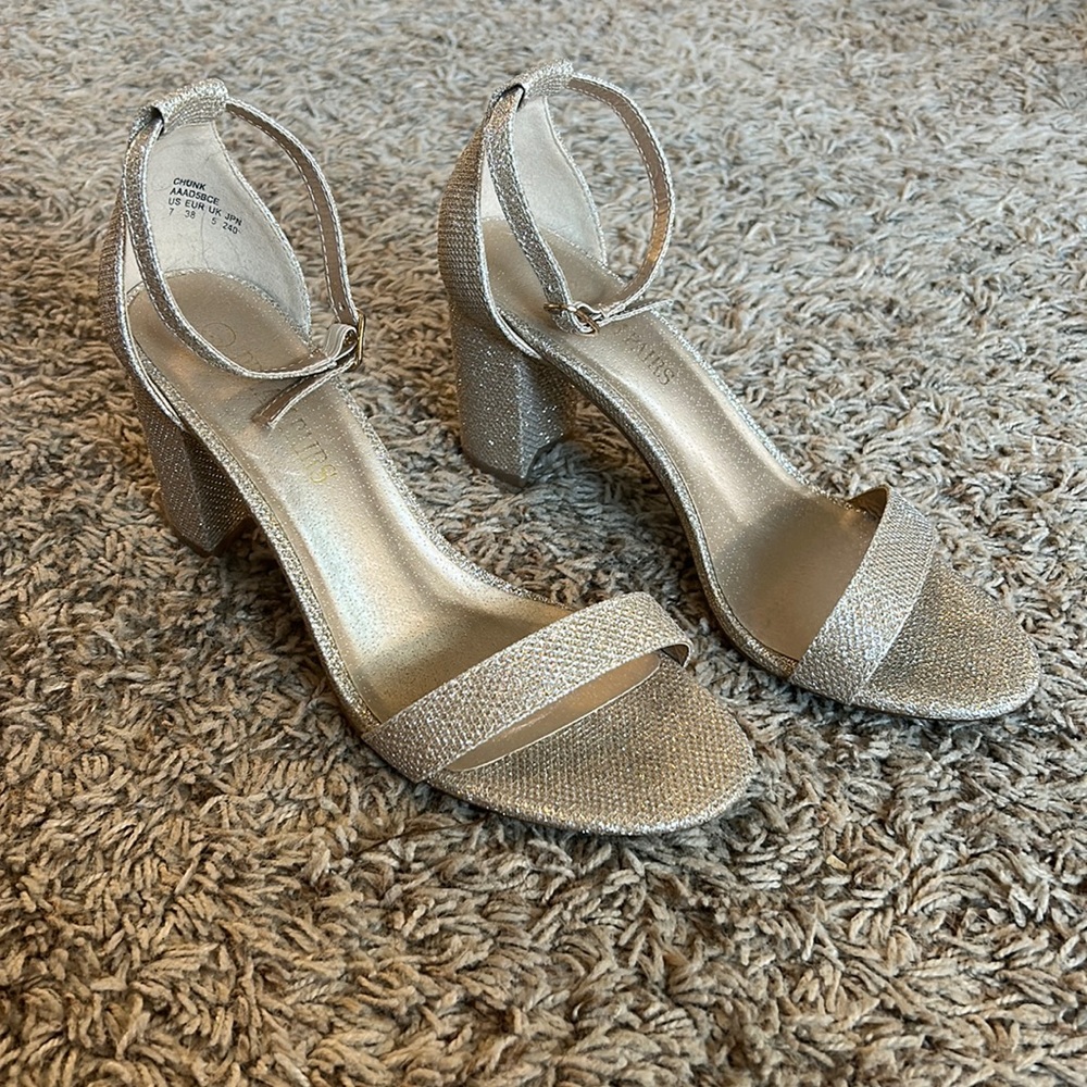 Gold sparkly heels